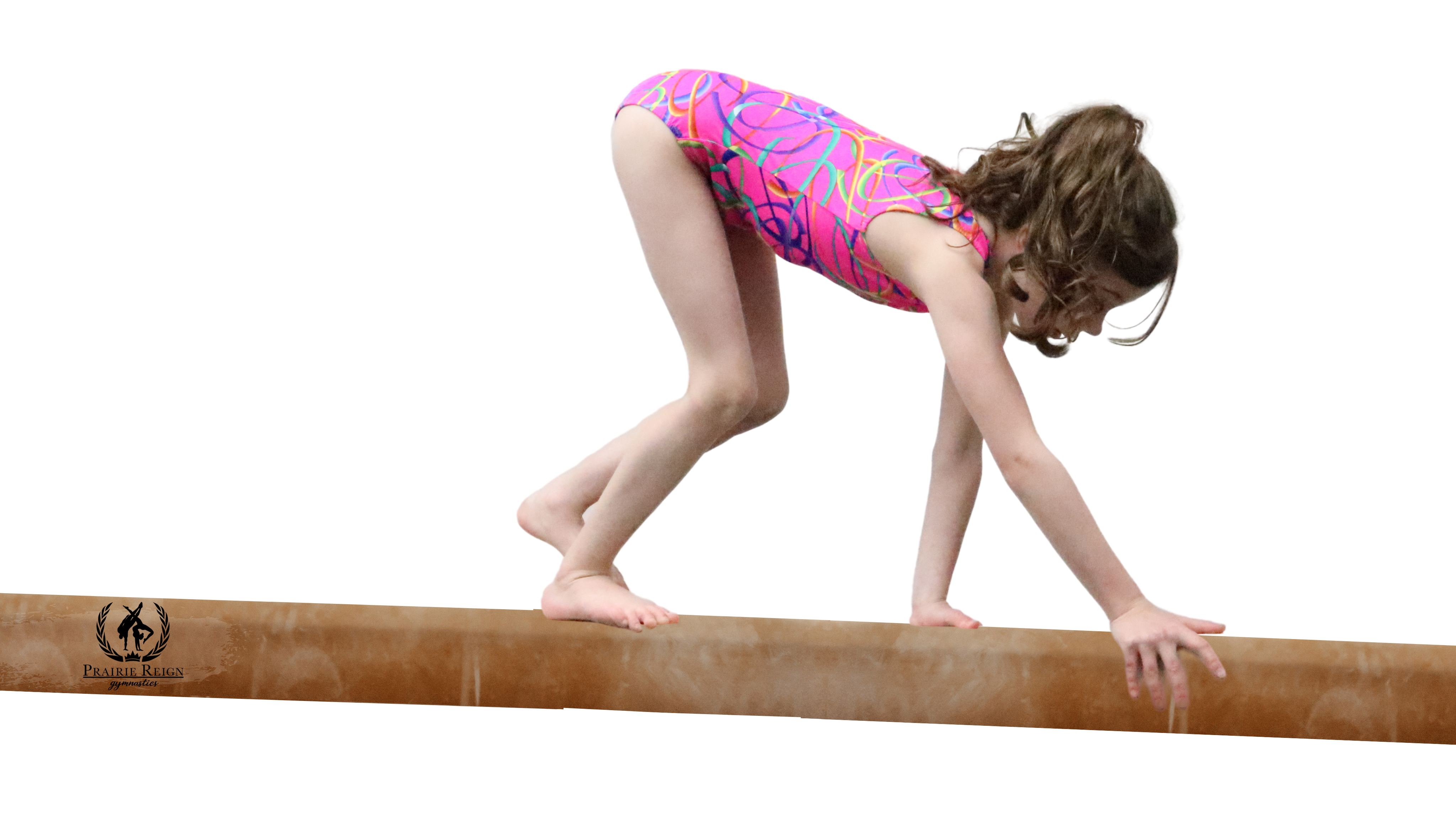 6 year old gymnast crawling on balance beam